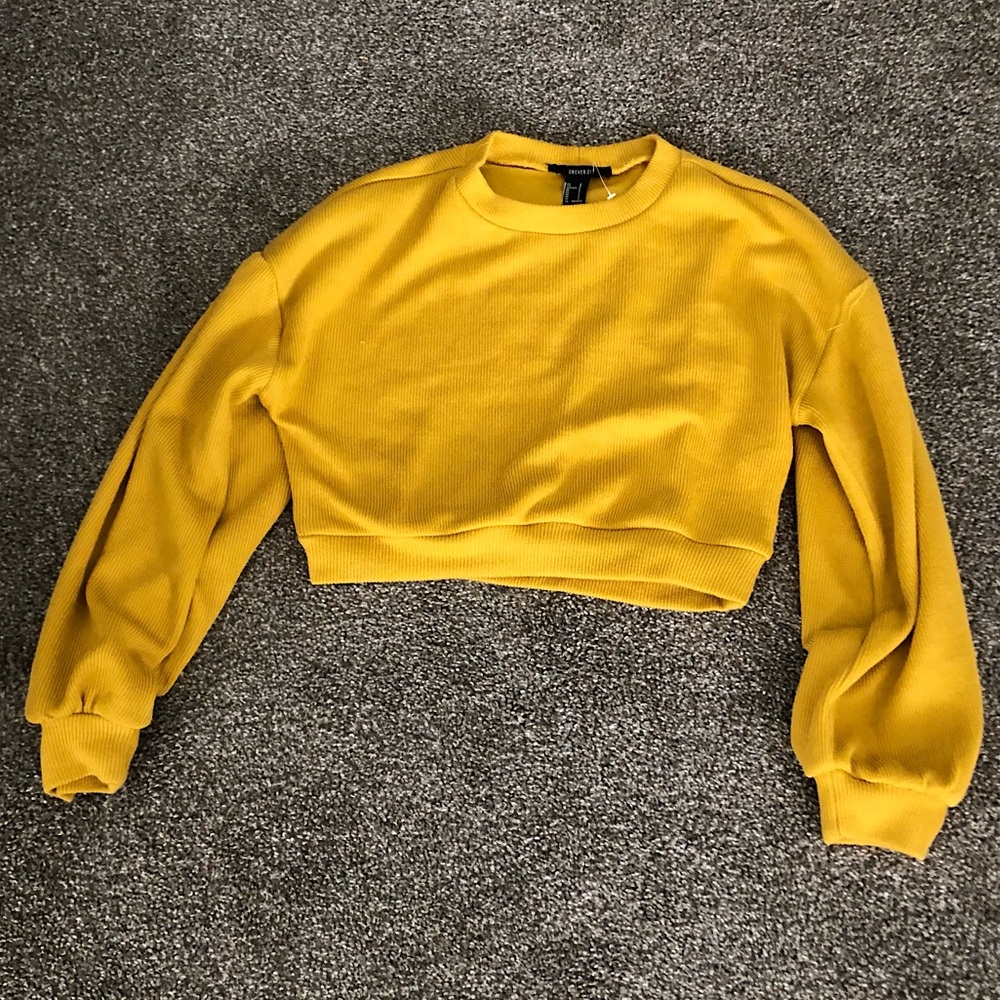 Forever 21 Mustard Yellow Cropped Pullover